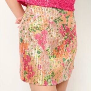 Flora Bea Floral Sequin Multicolor Skirt